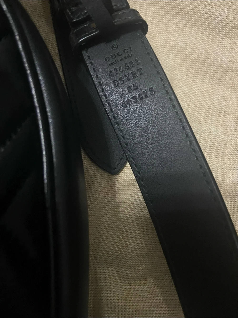 Gucci Black Leather GG Marmont Belt Bag with Gold Hardware
